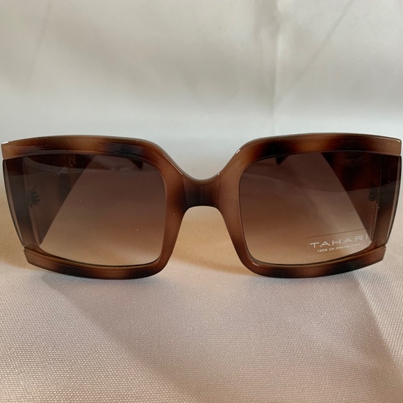 NEW! TAHARI Square Sunglasses in Black and Brown Frames! - Picture 1 of 6